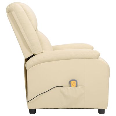 vidaXL elektrisks masāžas krēsls, krēmkrāsas dabīgā āda
