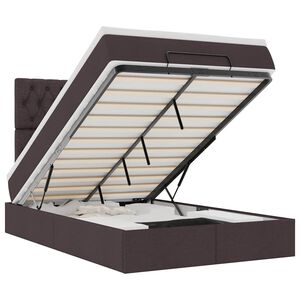 vidaXL Osmaņu gultas rāmis ar matrača tum&scaron;i pelēks 120x190 cm audums