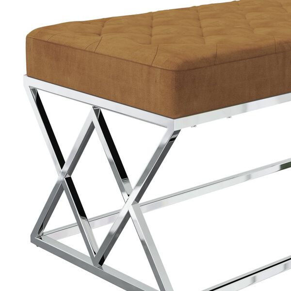 vidaXL sols, brūns samts un nerūsējo&scaron;s tērauds