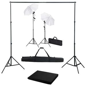 vidaXL fotostudijas komplekts &ndash; fons, lampas un lietussargi