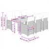 vidaXL 7-daļīgs bistro mēbeļu komplekts, matrači, pelēks PE