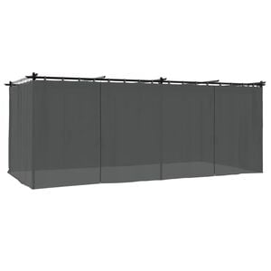 vidaXL dārza nojume ar aizkariem, 6x3 m, tērauds, antracītpelēka