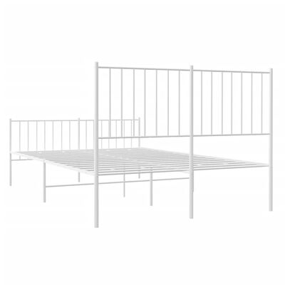 vidaXL gultas rāmis ar galvgali un kājgali, balts metāls, 120x190 cm