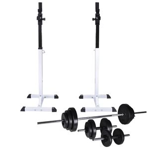 vidaXL svaru stieņa statīvs ar stieni un hantelēm, 30,5 kg