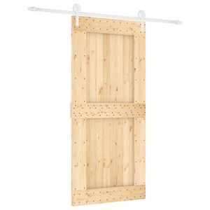 vidaXL Slīdo&scaron;ās durvis 95 x 210 cm Cieta priedes koks (neapstrādāts)