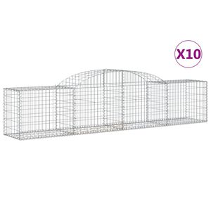 vidaXL arkveida gabiona grozi, 10 gb., 300x50x60/80 cm, cinkota dzelzs