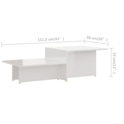 vidaXL kafijas galdiņš, balts, 111,5x50x33cm, inženierijas koks