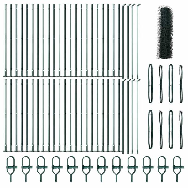 vidaXL Žoga āķis Zaļa 100 x 0,5 m (50 mm acs) Tērauds un PVC