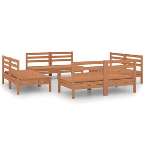vidaXL 8-daļīgs dārza atpūtas mēbeļu komplekts, brūns priedes koks