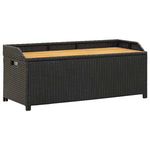 vidaXL dārza sols ar kasti, 120 cm, PE rotangpalma, melns