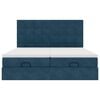 vidaXL Osmaņu gultas rāmis ar matračiem tum&scaron;i zils 200x200cm audums