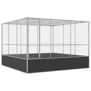 vidaXL putnu māja, sudraba krāsa, 311x307x212 cm, tērauds