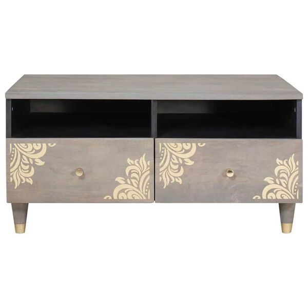 vidaXL Kafijas galdiņ&scaron; Pelēka 80 x 54 x 40 cm Cieta mango koksne