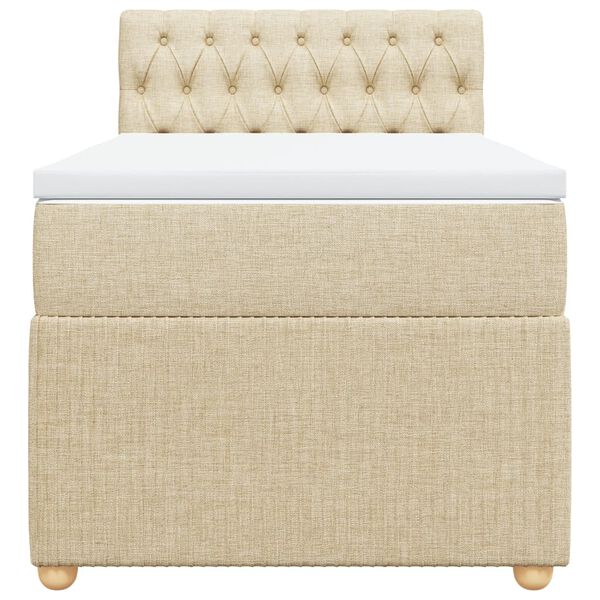 vidaXL atsperu gulta ar matraci, krēmkrāsas, 90x190 cm, audums