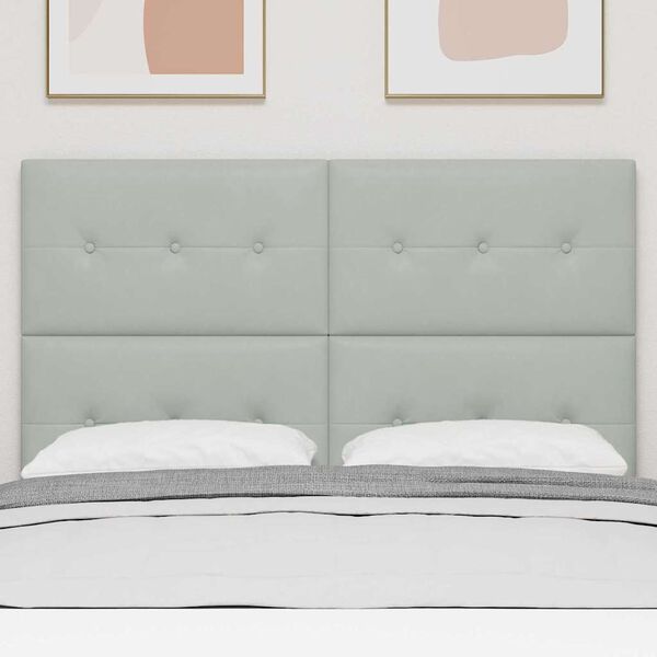 vidaXL LED gultas galva ar galvas klāju Gai&scaron;i pelēks 160 cm Poliesters