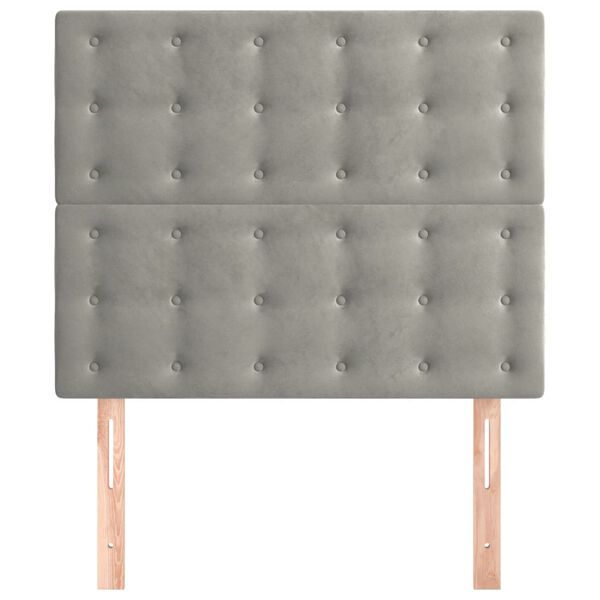 vidaXL galvgalis, gai&scaron;i pelēks, 90x5x118/128 cm, samts