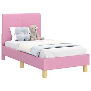 vidaXL Bērnu gultas rāmis ar galvgali Rozā 70 x 140 cm audums