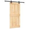 vidaXL Slīdo&scaron;ās durvis Dabiska un melna 95 x 210 cm Cieta priedes koks
