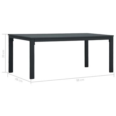 vidaXL kafijas galdiņš, 98x48x39 cm, pelēks HDPE, koka imitācija