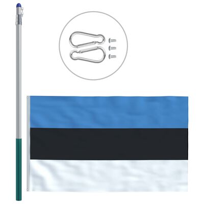 vidaXL Igaunijas karogs un karoga masts, alumīnijs, 6 m