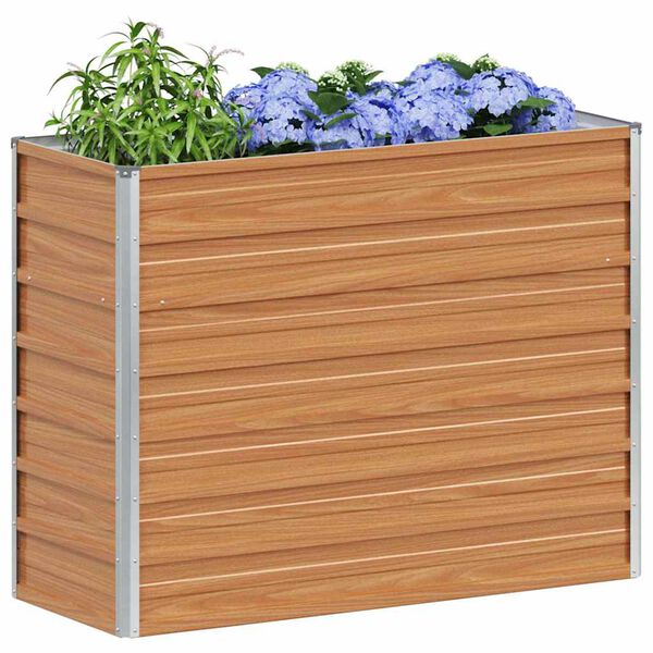 vidaXL augstā puķu kaste, 100x40x77 cm, cinkots tērauds, sudrabains