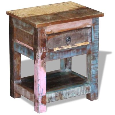 vidaXL galdiņš ar atvilktni, pārstrādāts masīvkoks, 43x33x51 cm