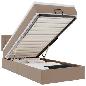 vidaXL Osmaņu gultas rāmis ar matrača kapučīno 80x200cm mākslīgā āda