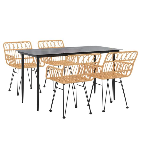 vidaXL 5-daļīgs dārza mēbeļu komplekts, PE rotangpalma