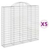 vidaXL arkveida gabiona grozi, 5 gb., 200x30x180/200cm, cinkota dzelzs