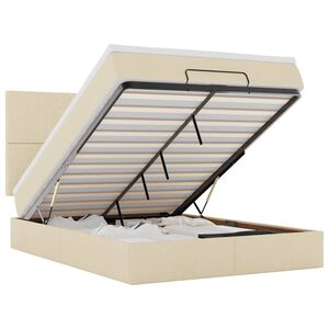 vidaXL Osmaņu gultas rāmis ar matrača krēma 140x200 cm audums