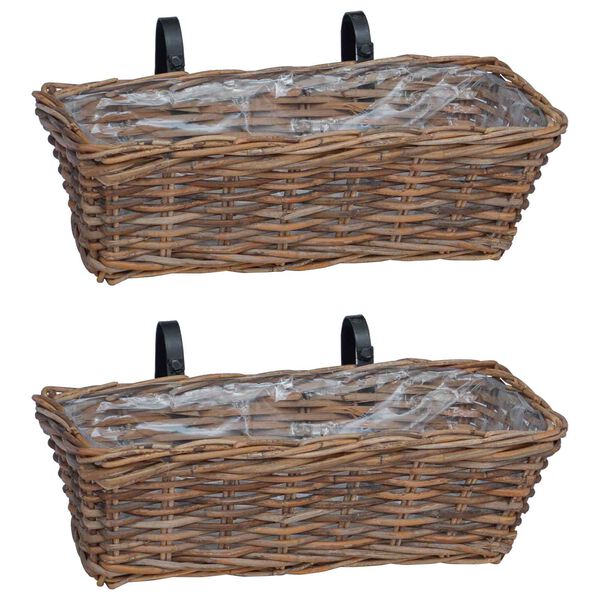 vidaXL Pakaramais stādāmā grozs 2 pcs Brūna 48 x 22 x 15 cm