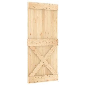 vidaXL Slīdo&scaron;ās durvis NARVIK Dabiska un melna 90 x 210 cm (213,5 cm)