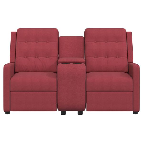 vidaXL divvietīgs masāžas krēsls ar glāžu turētāju, vīnsarkans