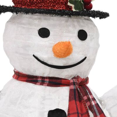 vidaXL Ziemassvētku sniegavīru ģimenes figūras ar LED, audums