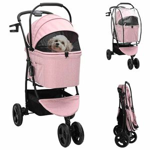 vidaXL Saliekams mājdzīvnieku ratiņ&scaron; Rozā 78 x 54 x 101 cm Poliesters