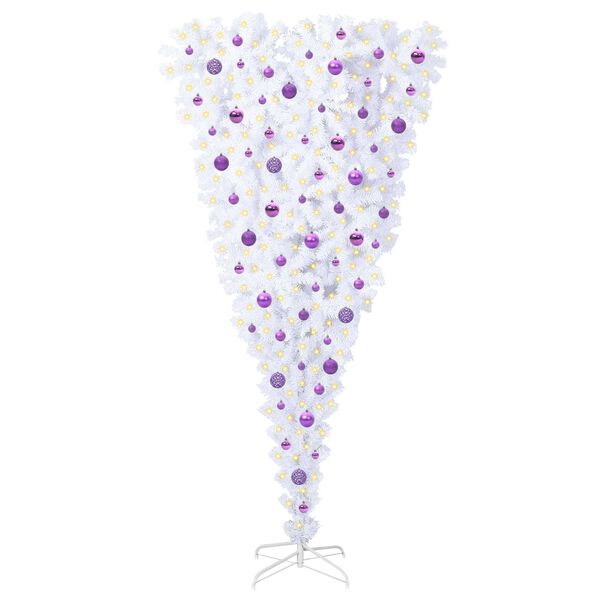 vidaXL Mākslīgā Ziemassvētku eglīte Balts 210 cm PVC un tērauds