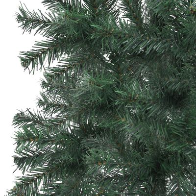 vidaXL izgaismota stūra Ziemassvētku egle, zaļa, 210 cm, PVC