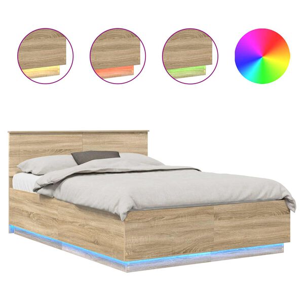 vidaXL Gultas rāmis Sonoma ozols 150 x 200 cm Inženierijas koks