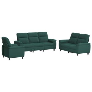 vidaXL Dīvānu komplekts 3 pcs Tum&scaron;i zaļ&scaron; Audums