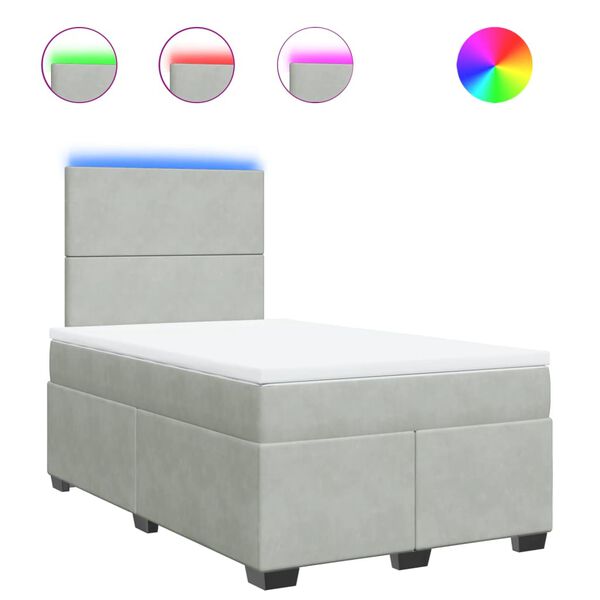 vidaXL atsperu gulta ar matraci, gai&scaron;i pelēka samts, 120x200 cm