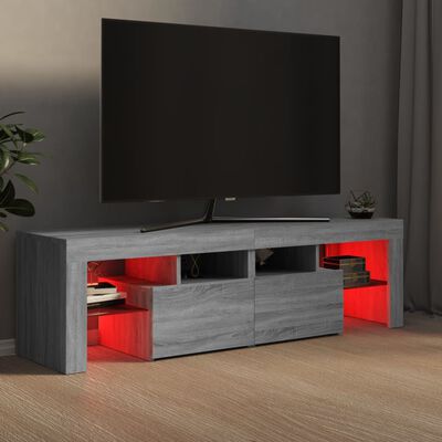 vidaXL TV skapītis ar LED lampiņām, pelēka ozola krāsa, 140x36,5x40 cm