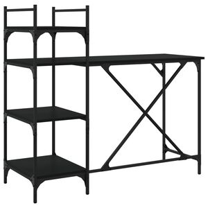 vidaXL datorgalds ar plauktiem, melns, 120x47x109 cm