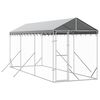 vidaXL suņu voljērs ar jumtu, 2x6x2,5m, cinkots tērauds, sudraba krāsā