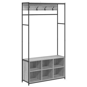 vidaXL Mēteļu stends ar apavu soli Pelēks Sonoma 100 x 32 x 180,5 cm