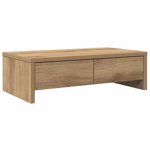 vidaXL monitora statīvs ar atvilktnēm, koka krāsa, 50x27x15 cm