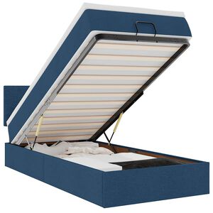 vidaXL Osmaņu gultas rāmis ar matrača zils 90x190 cm audums