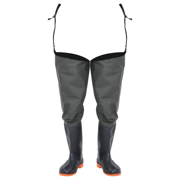 vidaXL zvejnieku zābaki, tum&scaron;i zaļi, 46. izmērs