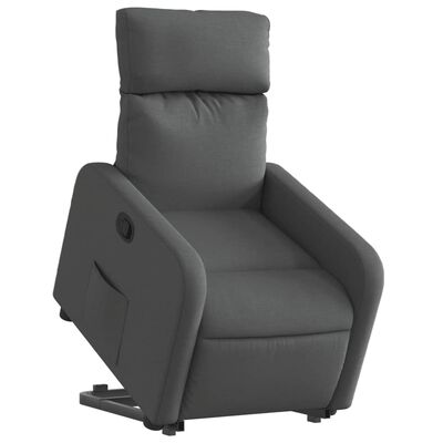 vidaXL atpūtas krēsls, paceļams, atgāžams, tumši pelēks audums