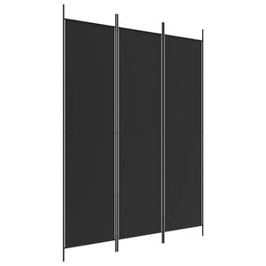 vidaXL 3-paneļu istabas aizslietnis, 150x200 cm, melns audums