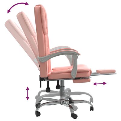 vidaXL biroja krēsls, atgāžams, rozā mākslīgā āda